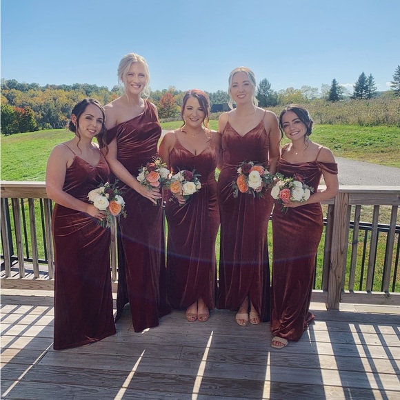 Revelry Terracotta Rory Velvet Bridesmaid Dress - Picture 10 of 10